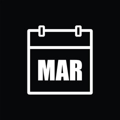 calender icon, march icon with black background	