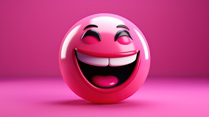 Fototapeta premium 3D laughing emoji on isolated pink background