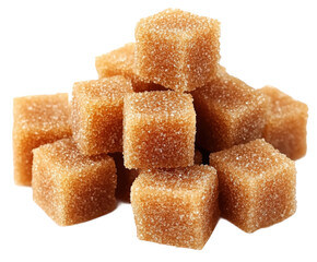Sweet brown sugar cubes kitchen table food isolated on transparent background