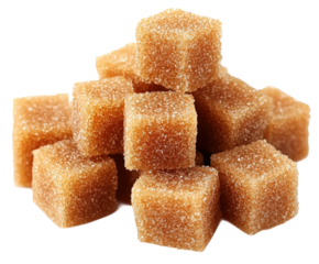 Sweet brown sugar cubes kitchen table food isolated on transparent background