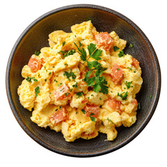 Delicious scrambled eggs kitchen food cozy atmosphere isolated on transparent background
