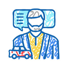 male driving school instructor icon doodle illustration
