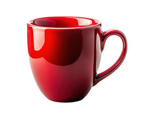 Elegant red coffee mug product isolated on transparent background