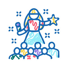 popstar kids party icon doodle illustration
