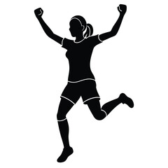 Celebrating Female Athlete Silhouette Victory, Success, and Sport