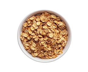 Healthy oatmeal bowl preparation kitchen food home overhead view isolated on transparent background