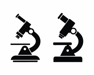 set of Microscope icon silhouette vector illustration