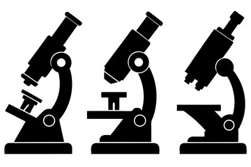 set of Microscope silhouette vector illustration