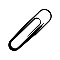 Obraz premium Simple black vector graphic depicting a single paperclip on a white background