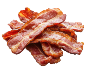 Crispy bacon slices kitchen food culinary isolated on transparent background