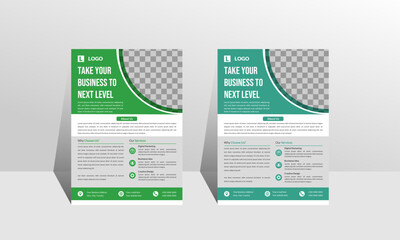 A4 flyer template layout design. Business or magazine flyer, vectorized mockup in bright colors. For creative professional business.