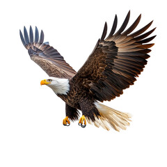 Eagle in flight natural habitat wildlife dynamic scene isolated on transparent background