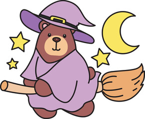 Illustration of cute bear icon.
Funny bear in daily activities elements.
