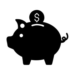 Simple graphic of a piggy bank with a dollar coin on top