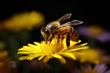 Honeybee Perched on a Yellow Flower