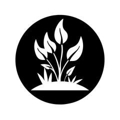 Simple Black and White Plant Icon in Circle Graphic Design Element for Nature Ecology and Environmental Theme