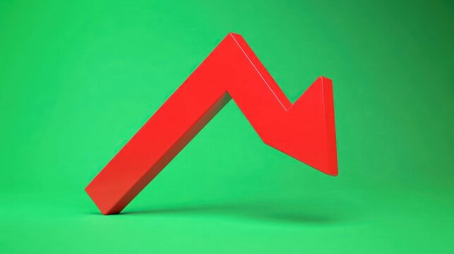 Red arrow pointing down, symbolizing decline or negative trend