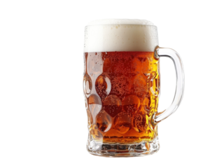 Refreshing beer mug bar beverage isolated on transparent background