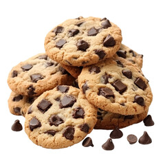 Baking chocolate chip cookies kitchen food warm isolated on transparent background