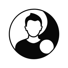 Generic Profile Icon Male User Avatar Person Circle Yin Yang Symbol Graphic Design