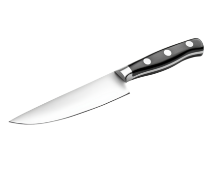 Slicing vegetables with a chef knife kitchen cooking guide isolated on transparent background