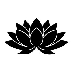 Black and White Lotus Flower Elegant Simple Design Graphic Image