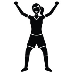 Celebrating Success Woman Raising Arms in Triumph