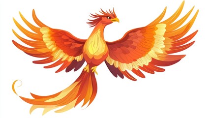 Obraz premium Cartoon phoenix isolated on white background
