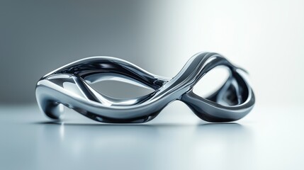 Naklejka premium A sleek, modern infinity symbol made of polished metal, reflecting soft light.