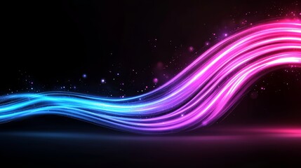 Abstract Dynamic Light Wave Background Pink, Blue, and Purple Glowing Streaks