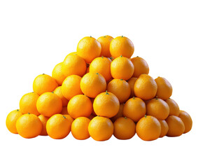 Fresh oranges stacked in a pyramid food bright isolated on transparent background