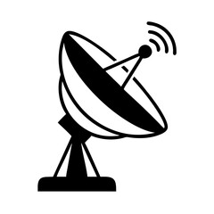 Satellite Dish Antenna Icon for Communication Technology Wireless Transmission and Reception