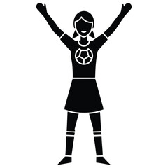 Celebrating Girl Soccer Fan  Silhouette Illustration