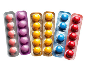 Colorful pills pharmacy product bright isolated on transparent background
