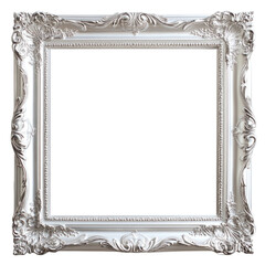 Designer Picture Frame With Silver Finish  isolated on a transparent background