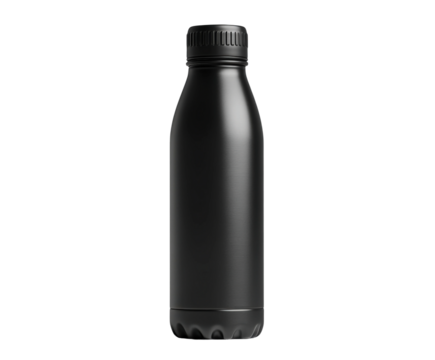 Refreshing black bottle product minimalist style isolated on transparent background