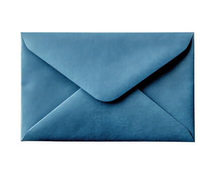Sending a letter with a blue envelope home office communication isolated on transparent background