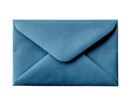 Sending a letter with a blue envelope home office communication isolated on transparent background