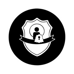 Secure Identity Protection Shield Badge Emblem Icon Graphic Image