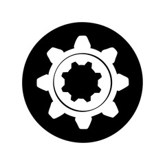 Black Circle Gear Icon Mechanical Engineering Machine Part Cogwheel Technology