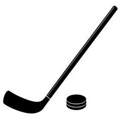 Hockey Stick and Puck icon  silhouette vector illustration