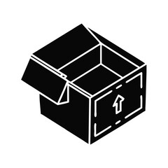 Open Cardboard Box with Upward Arrow Packaging Delivery Shipping Container