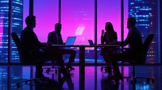 Collaborative visionaries shaping the future in a vibrant, cosmopolitan setting