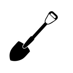 Black and White Icon of a Small Garden Shovel or Trowel for Planting and Digging