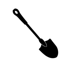 Black Silhouetted Shovel Gardening Tool Icon Illustration