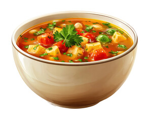 Delicious vegetable soup recipe kitchen food bright isolated on transparent background