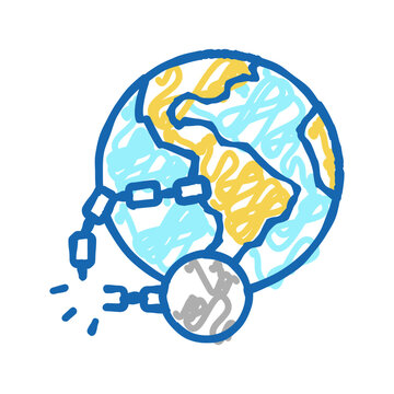 decolonization social problem icon doodle illustration