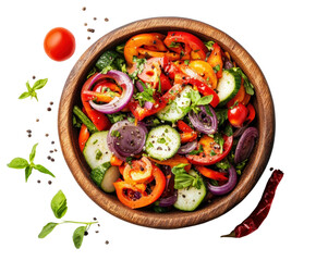 Fresh vegetable salad creation kitchen food bright colorful isolated on transparent background