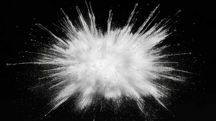 High-speed splash of white liquid on black background, abstract moment