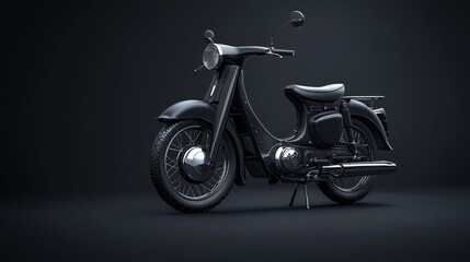 Classic vintage motorcycle in a sleek, modern dark background setting.